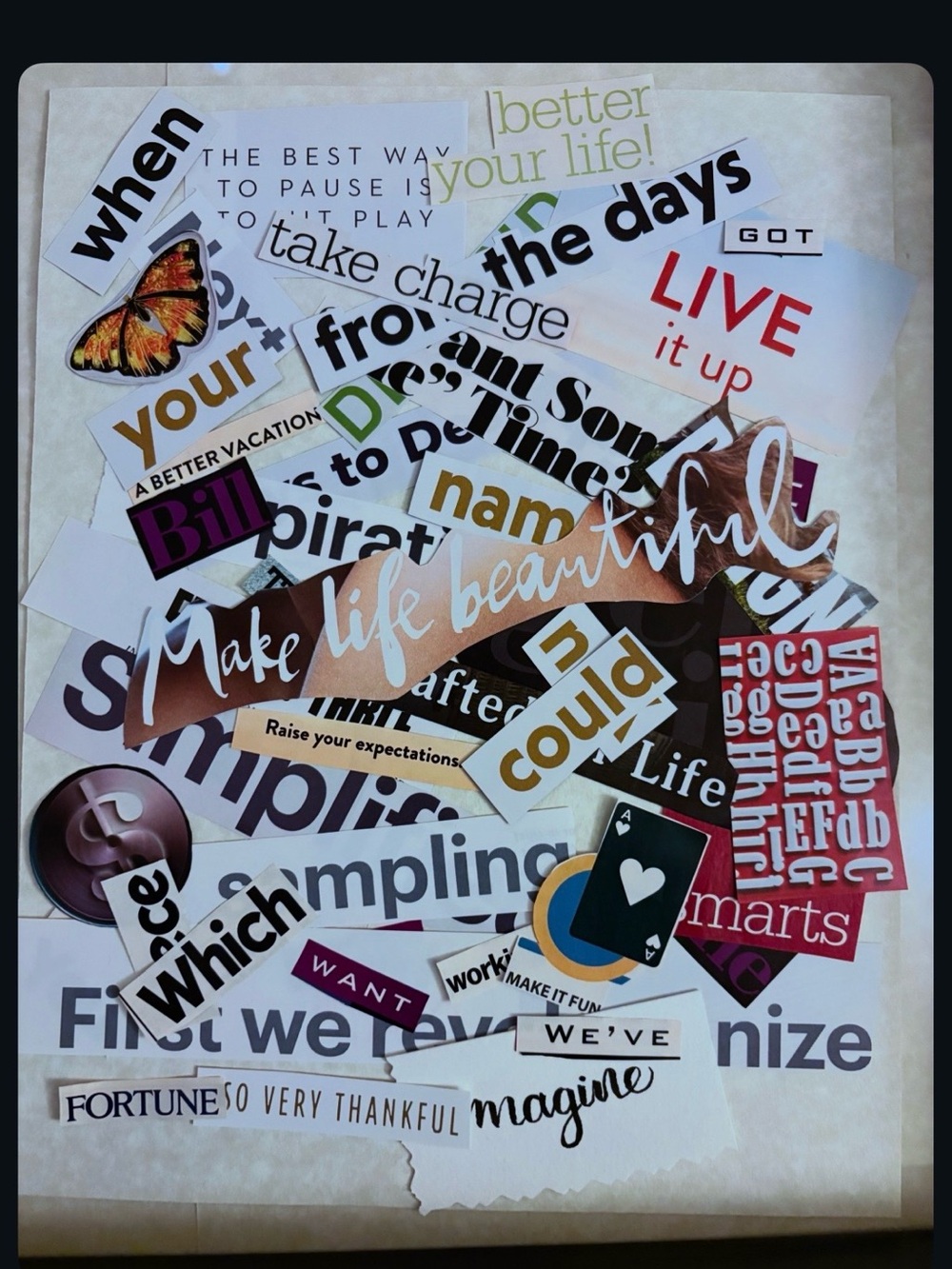 Multicolor Inspirational Word Collage Cut-outs